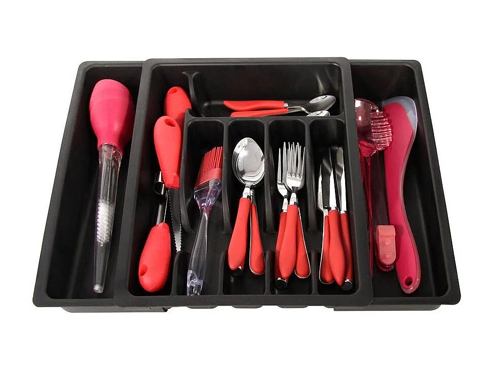 Range couverts ajustable en plastique Rouge
