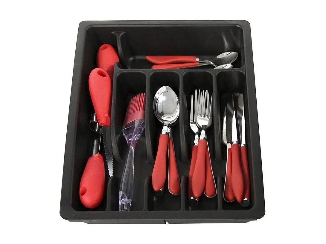 Range couverts ajustable en plastique Rouge