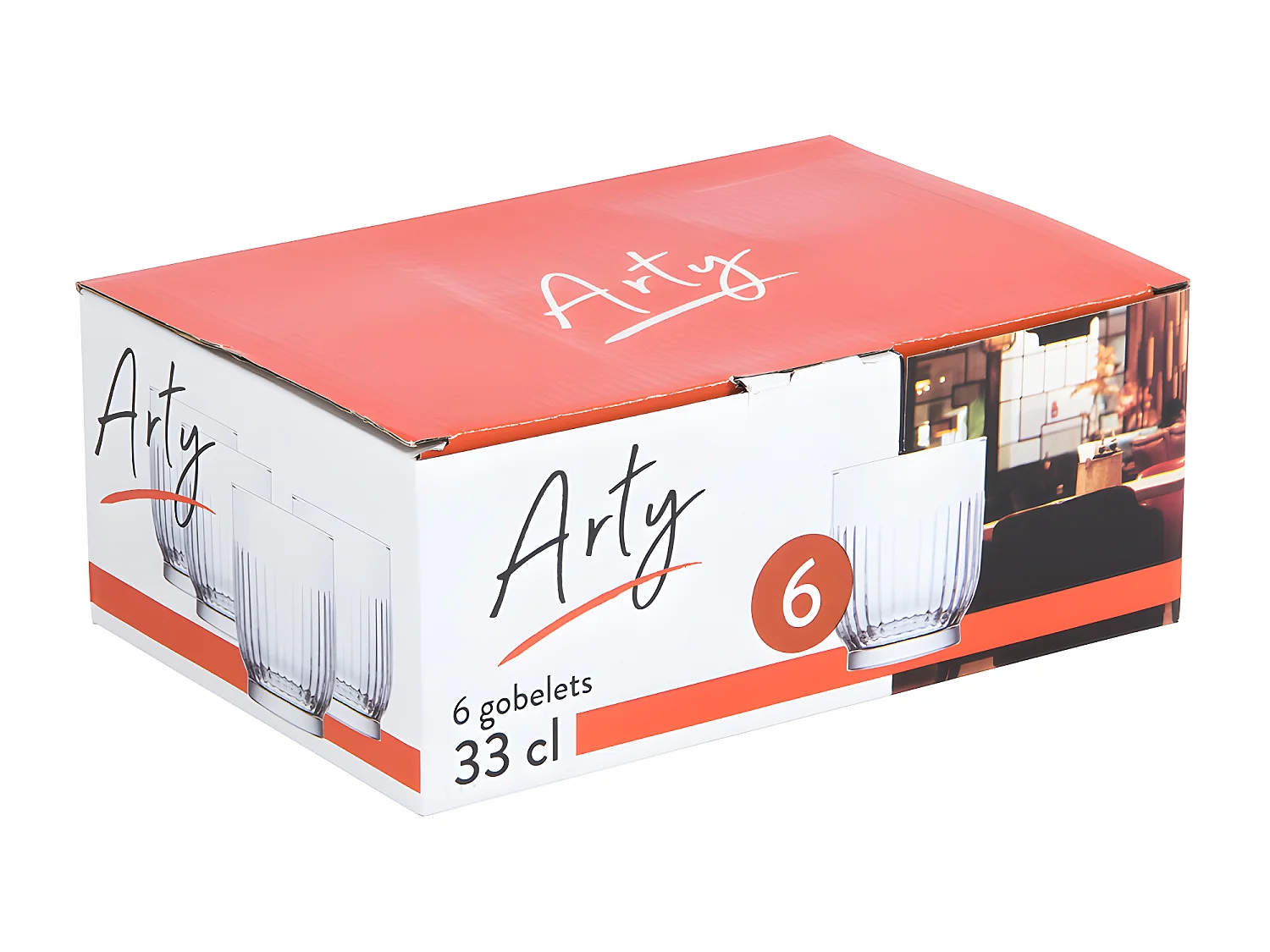 Boîte de 6 gobelets Arty 33 cl