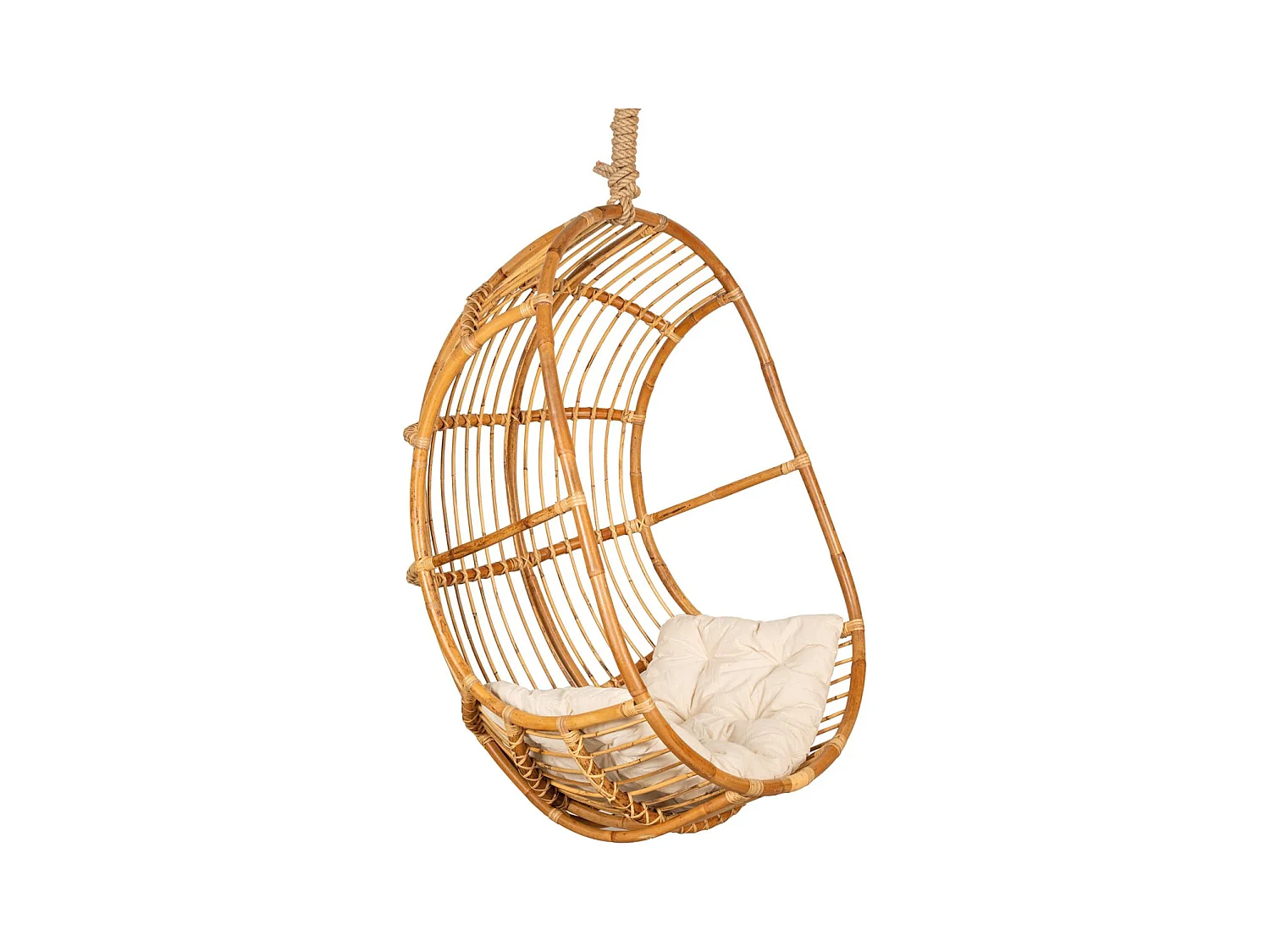 Balancelle en rotin à suspendre avec coussin