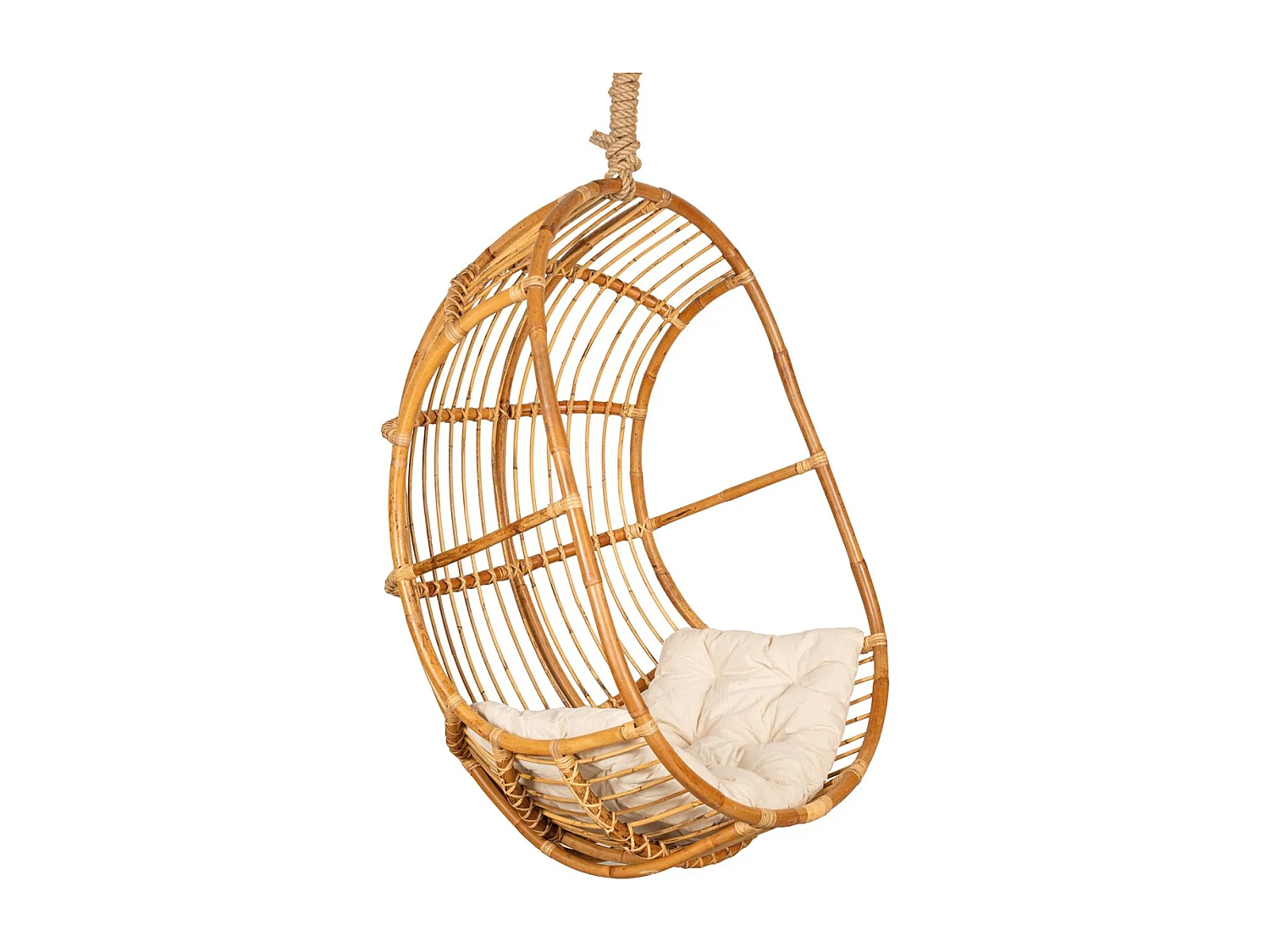 Balancelle en rotin à suspendre avec coussin