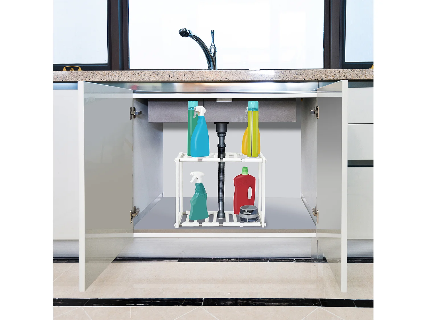 Porte Ustensiles De Cuisine Extensible Blanc