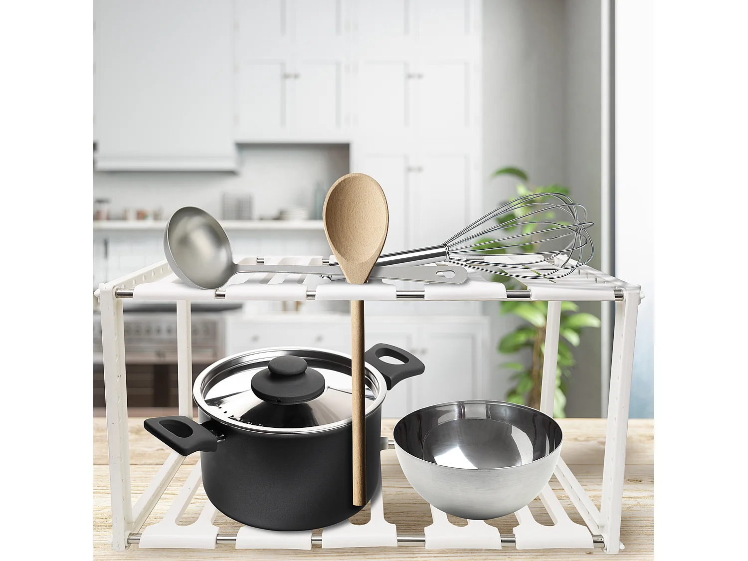 Porte Ustensiles De Cuisine Extensible Blanc