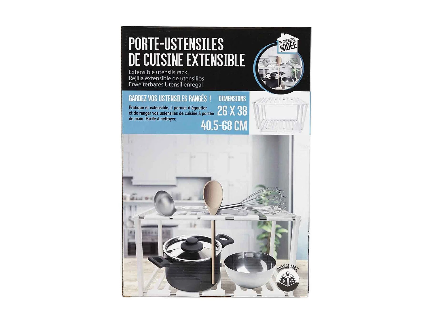 Porte Ustensiles De Cuisine Extensible Blanc