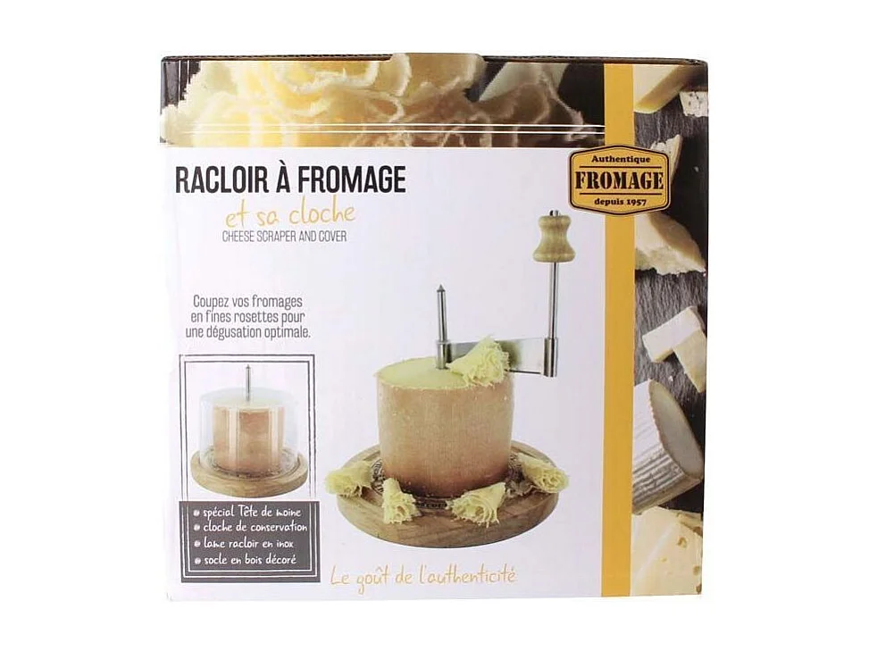 Racloir A Fromage Avec Cloche 18cm Marron, Transparent