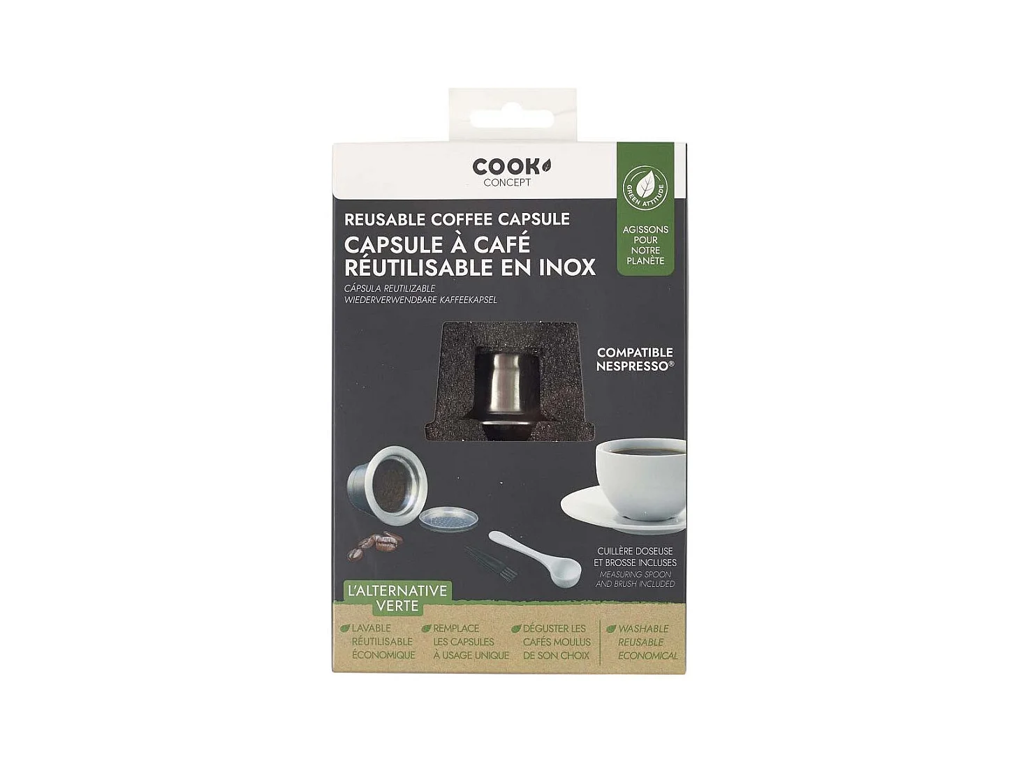 Capsule Reutilisable Acier Adapte Nespresso Argent