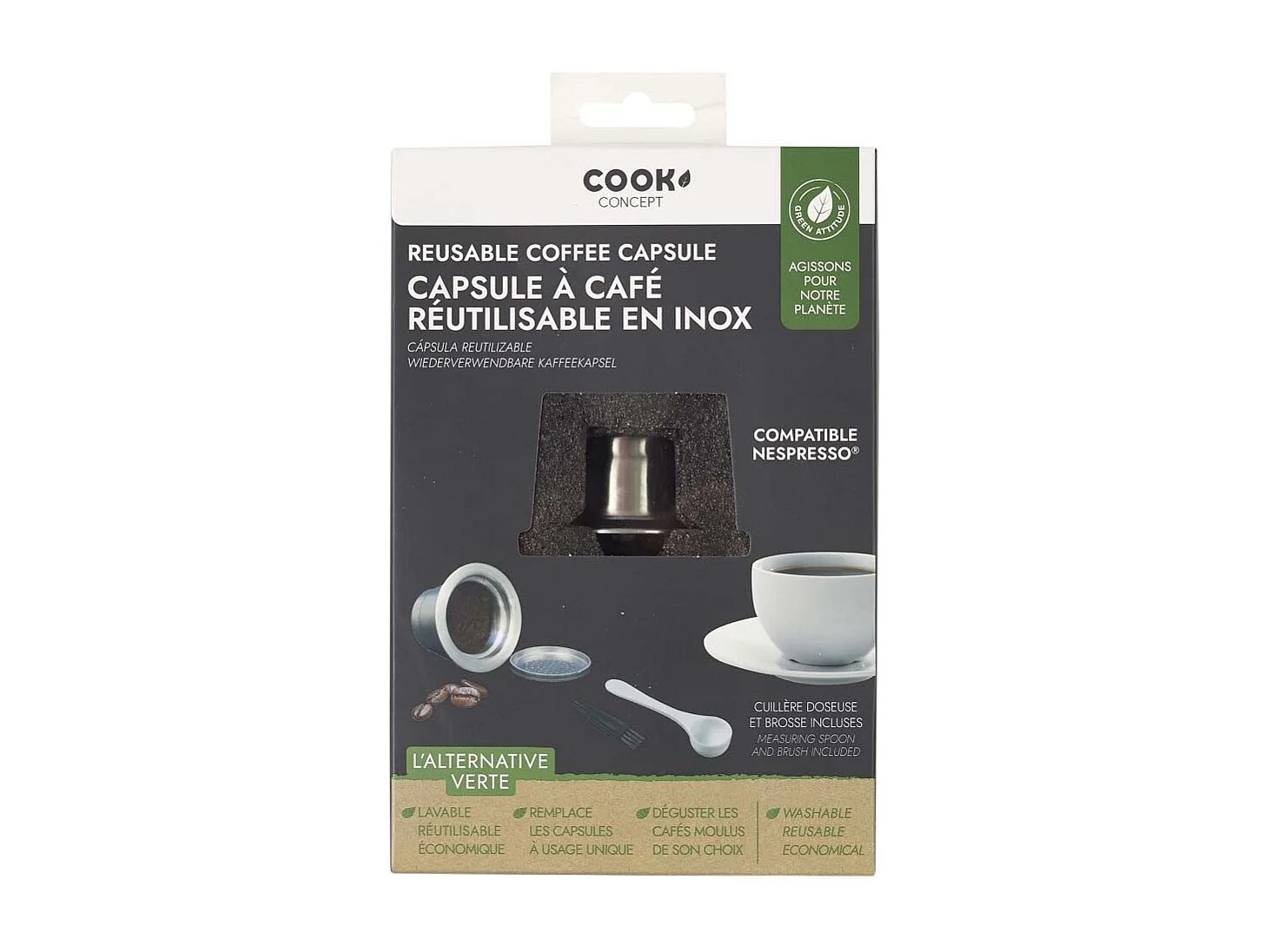 Capsule Reutilisable Acier Adapte Nespresso Argent