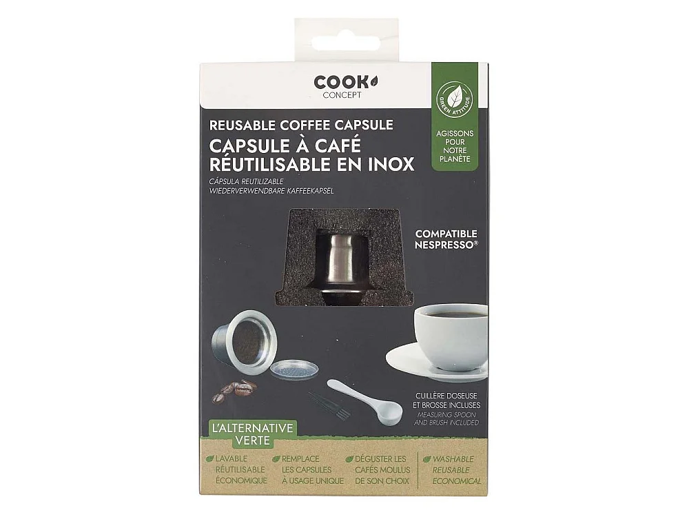 Capsule à Café Espresso Inox "Ecolo" 4cm Argent