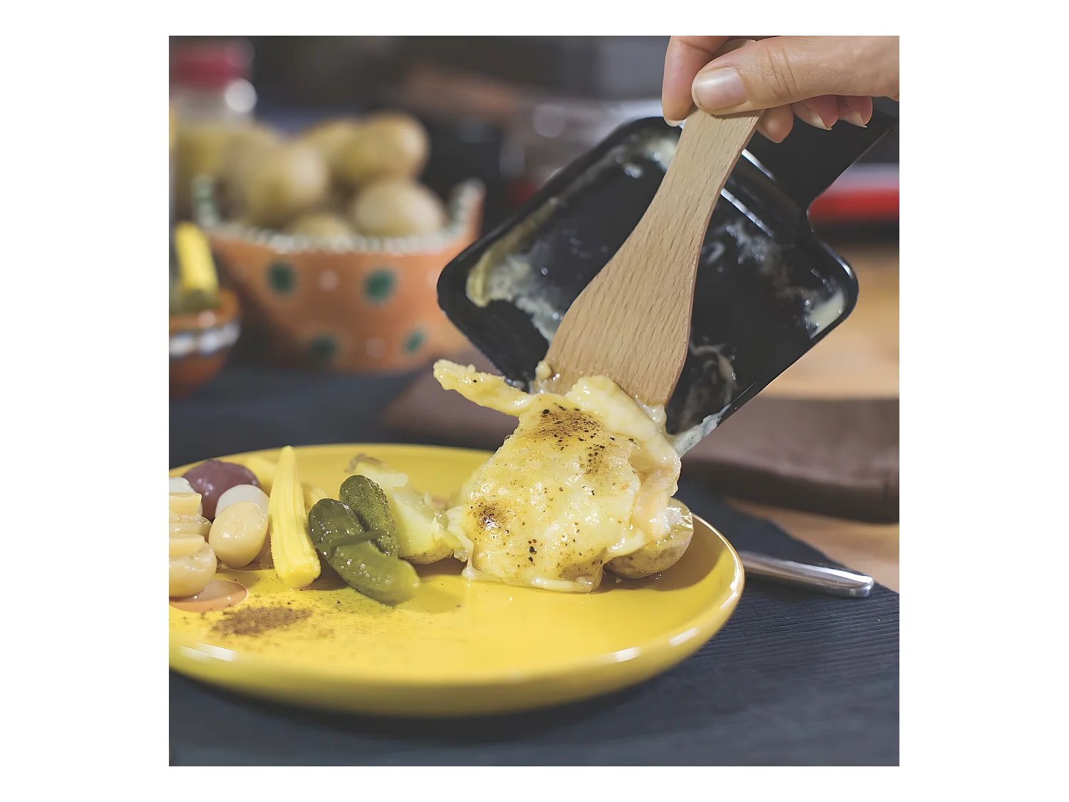 Juego de 6 espátulas de madera para raclette