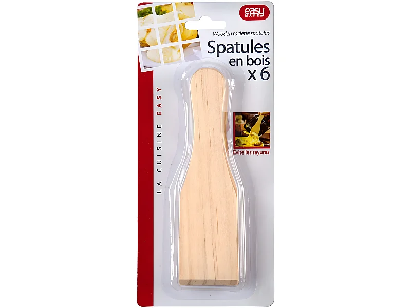 Juego de 6 espátulas de madera para raclette