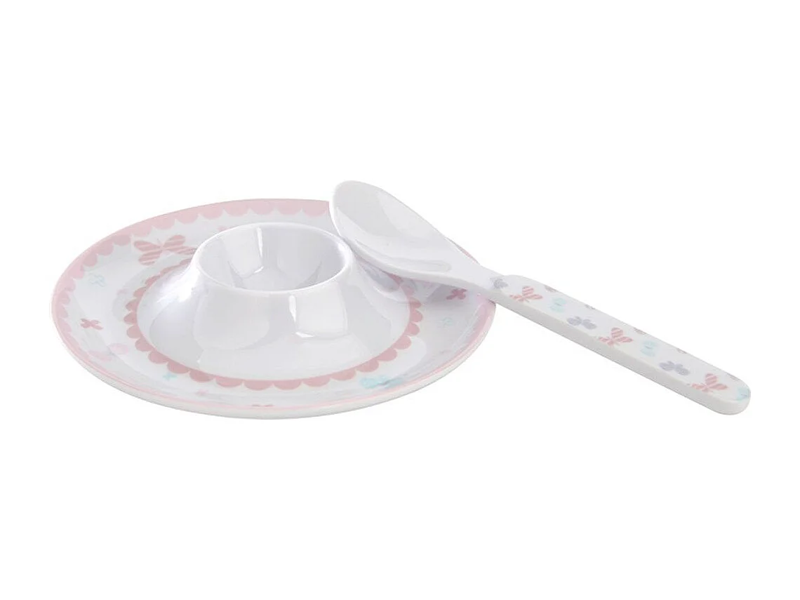 Coffret coquetier avec cuillère Papillon