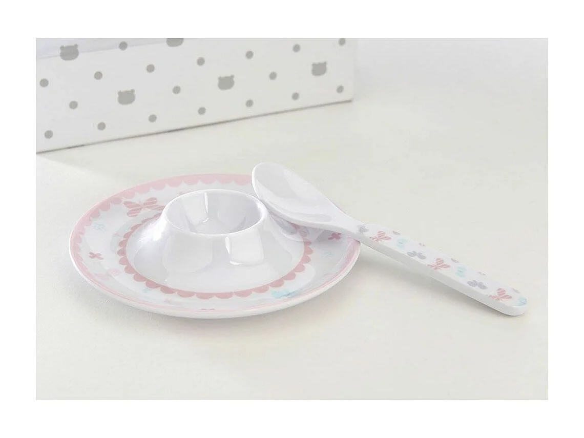 Coffret coquetier avec cuillère Papillon