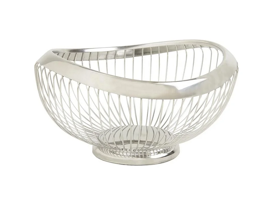 Corbeille à fruits ronde en métal Vague argentée