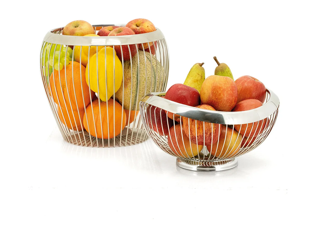 Corbeille à fruits ronde en métal Vague argentée