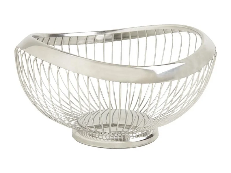 Corbeille à fruits ronde en métal Vague argentée