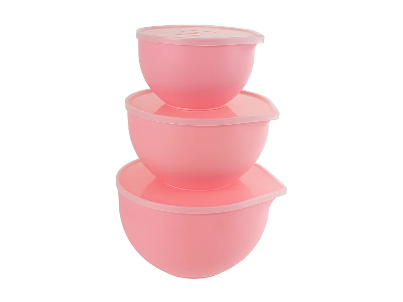 Bol Patissier Rose X3 1l 2l 3l Couvercle Rose