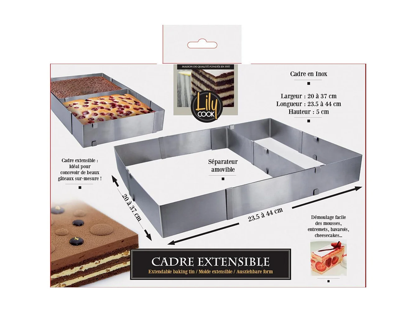 CADRE RECTANGLE ET SEPARATEUR AMOVIBLE M18