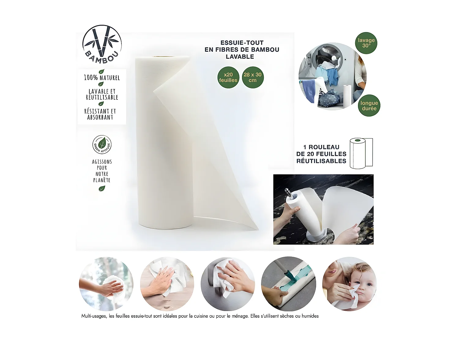 Essuie-tout réutilisable Eco concept Unitaire