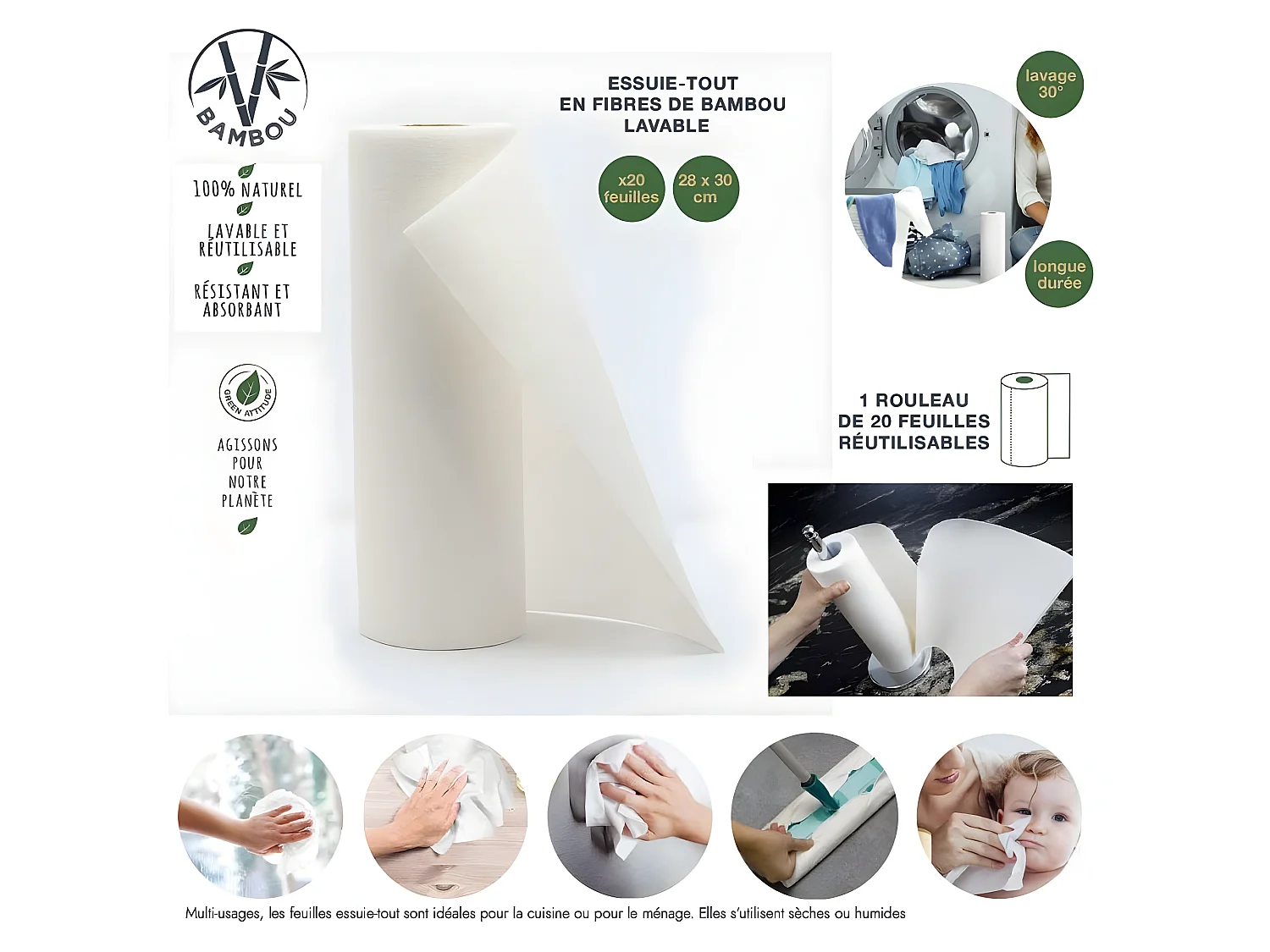 Essuie-tout réutilisable Eco concept Unitaire