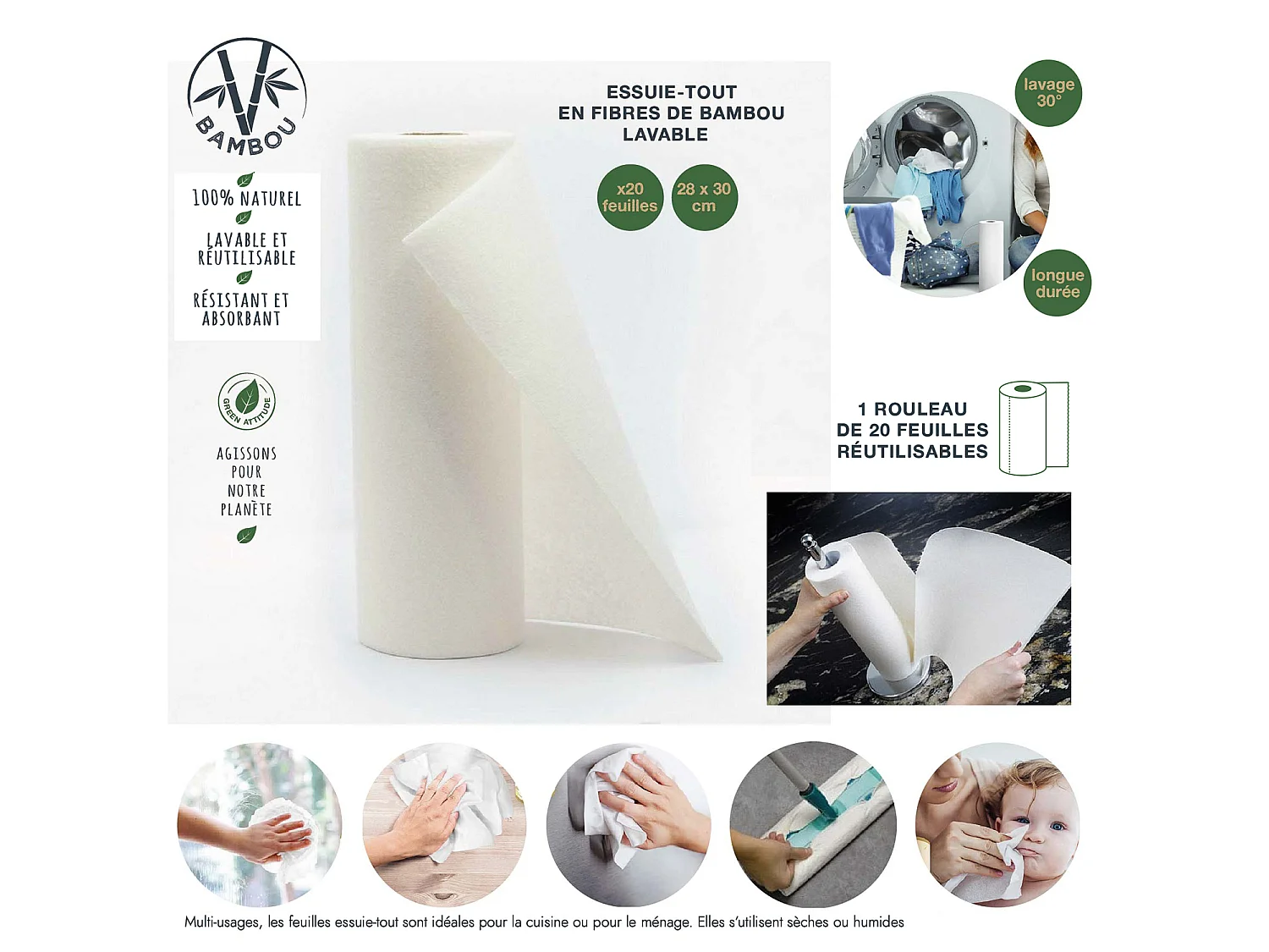 Concepto ecológico de toallas de papel reutilizables