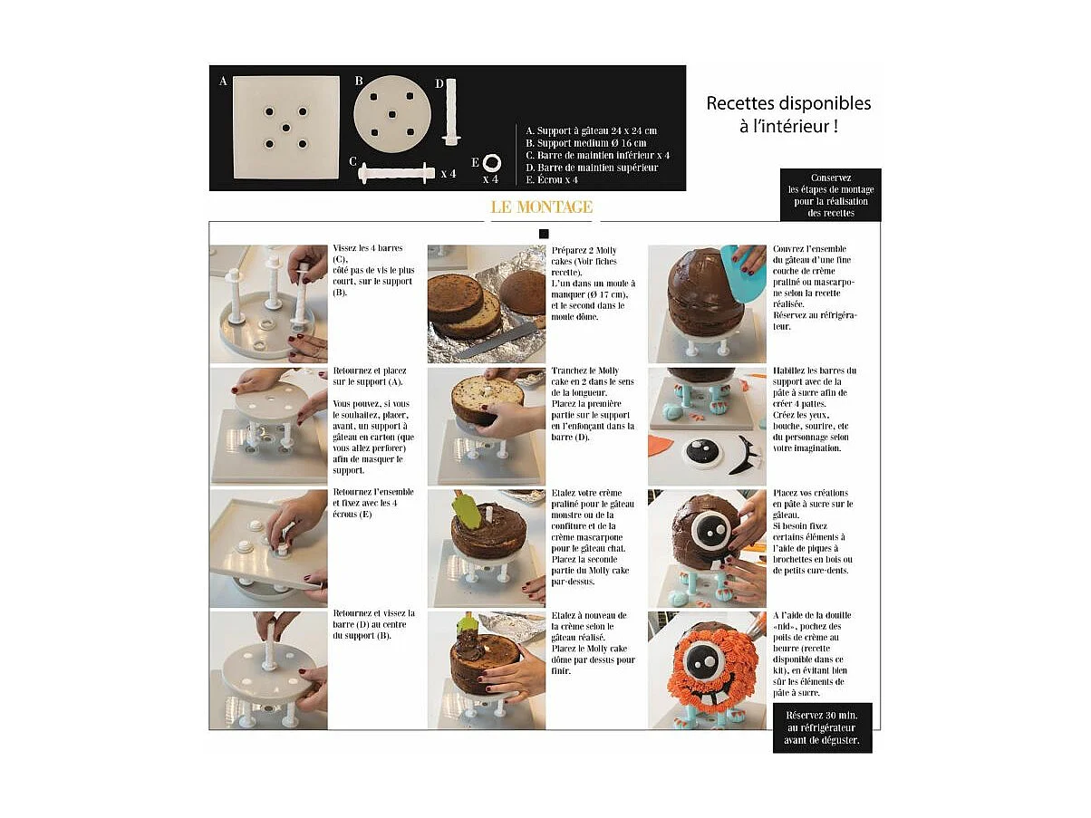 Coffret Pâtisserie "Gravity Cake Monstre" 24cm Argent