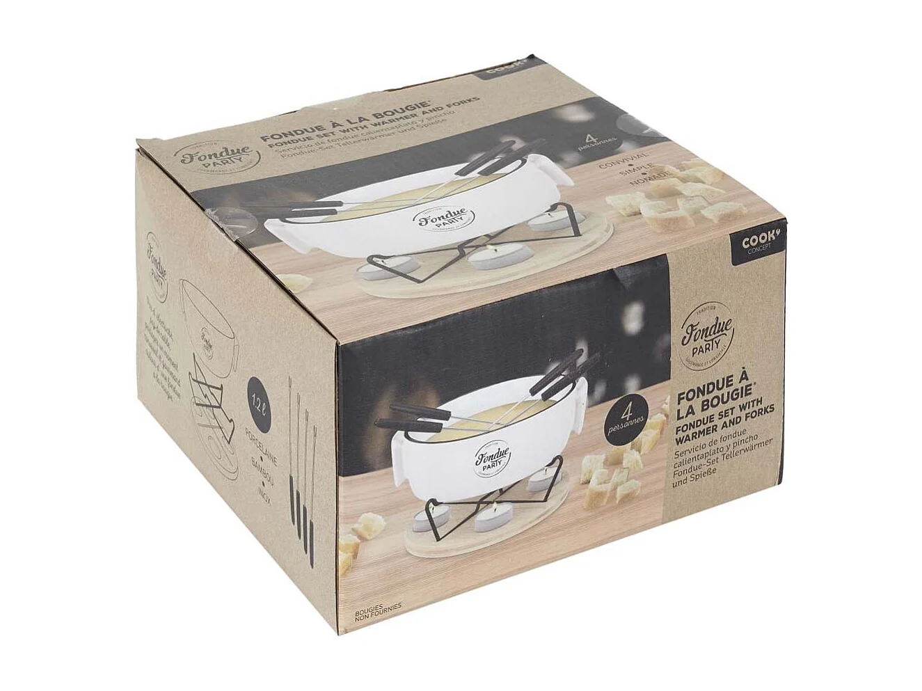 Service A Fondue Chauffe-plat Et Pique X4 Blanc, Noir, Marron