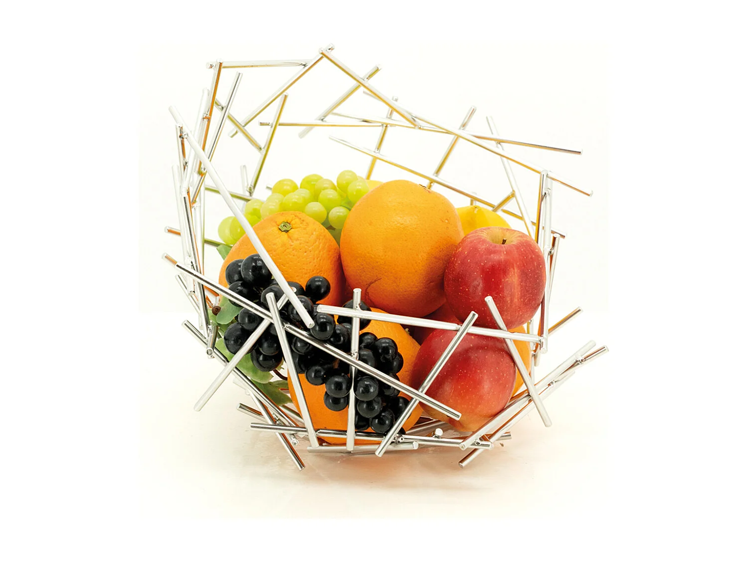 Corbeille à fruits ronde en métal Bowl argenté