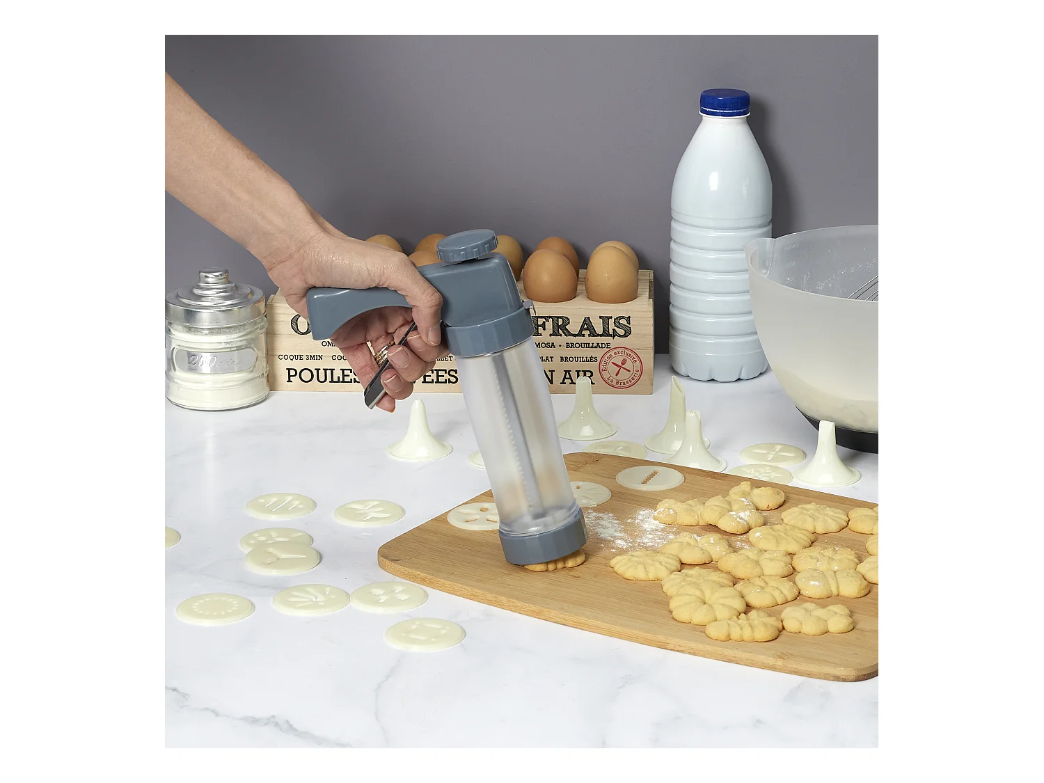 Presse A Gateau Manuelle Gris, Transparent