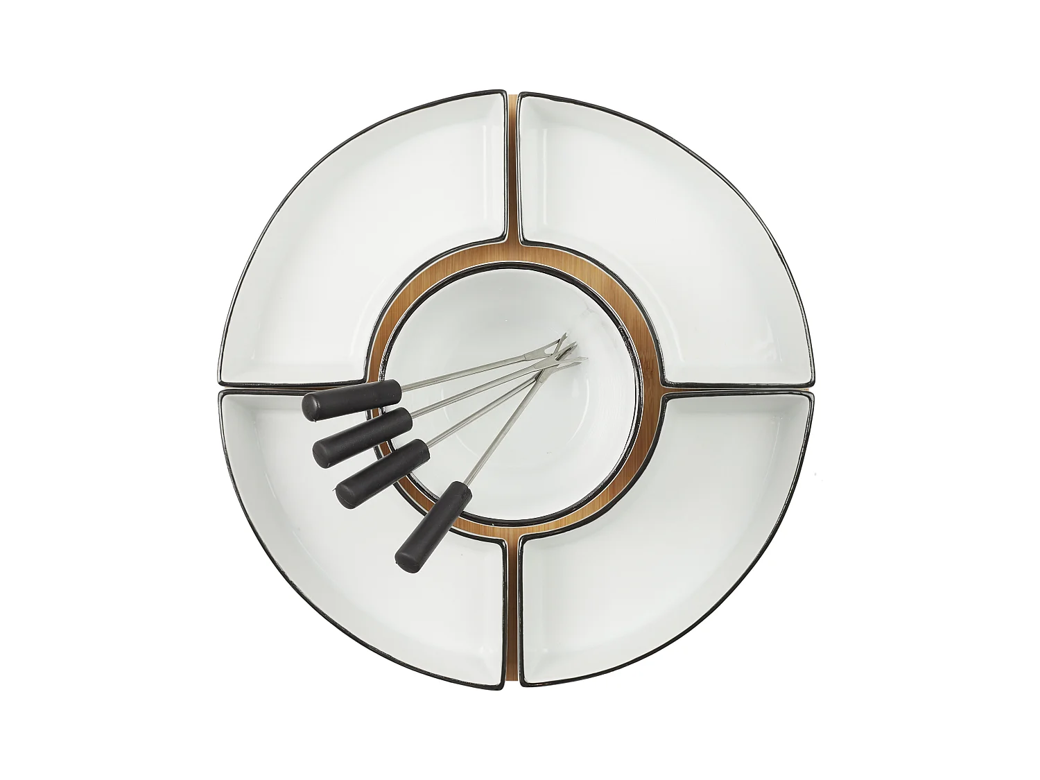 Fondue Coffret Support Bambou Coupellex4 Et P4 Blanc, Noir, Marron