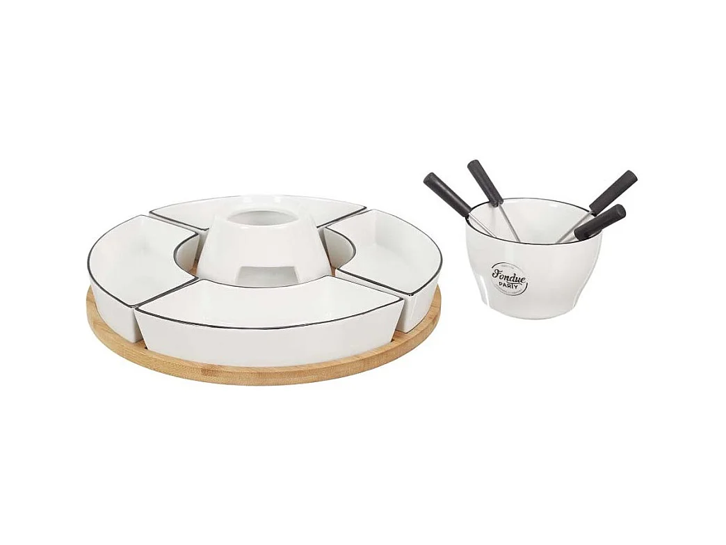 Fondue Coffret Support Bambou Coupellex4 Et P4 Blanc, Noir, Marron