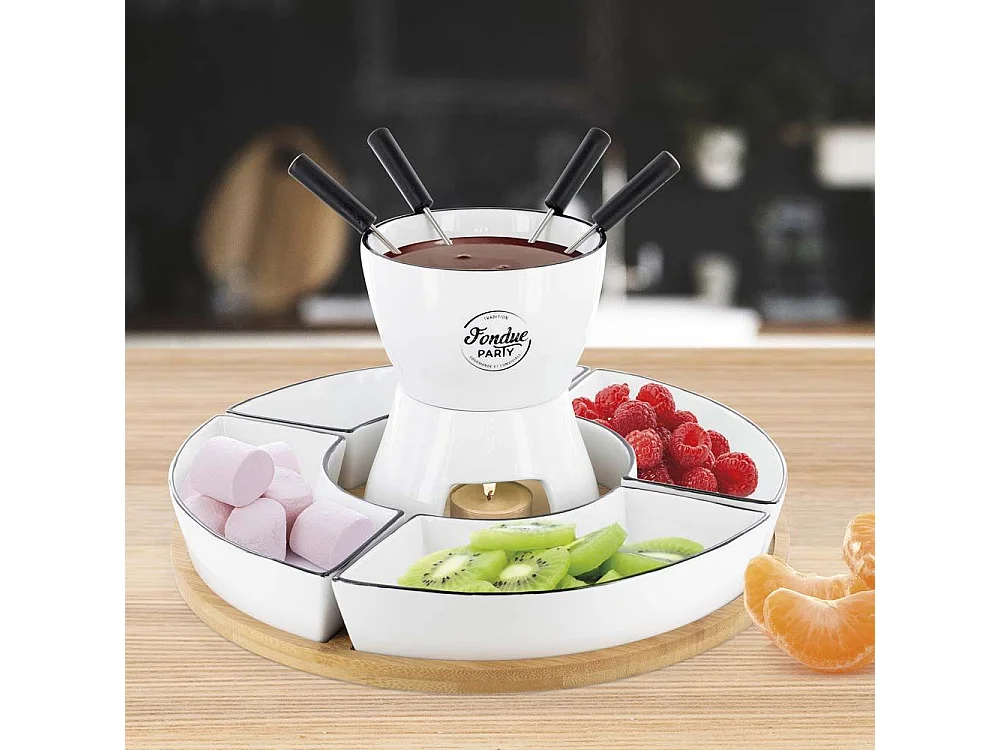 Fondue Coffret Support Bambou Coupelle X4 Et P4 M4 A1/m4