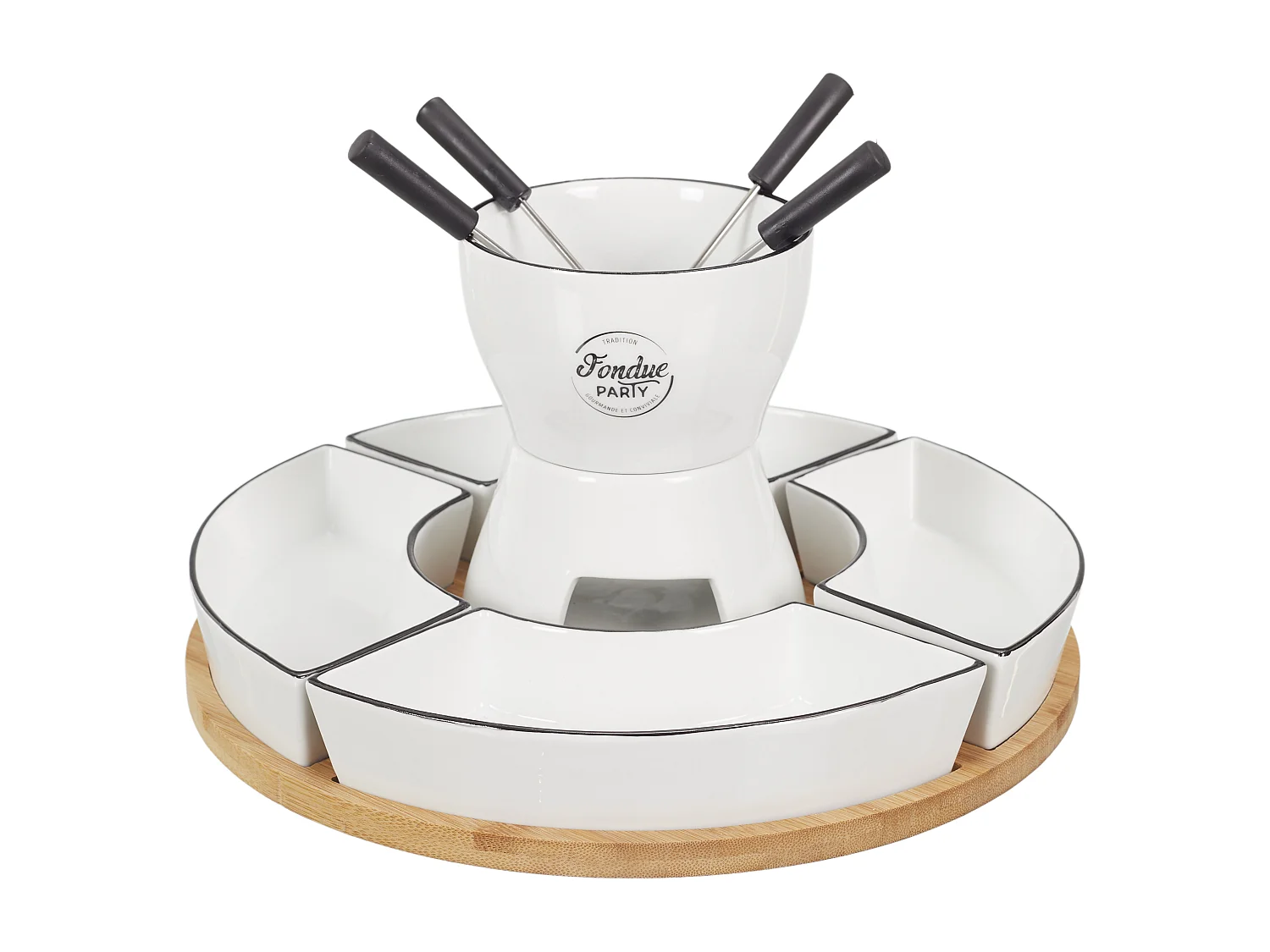 Fondue Coffret Support Bambou Coupellex4 Et P4 Blanc, Noir, Marron