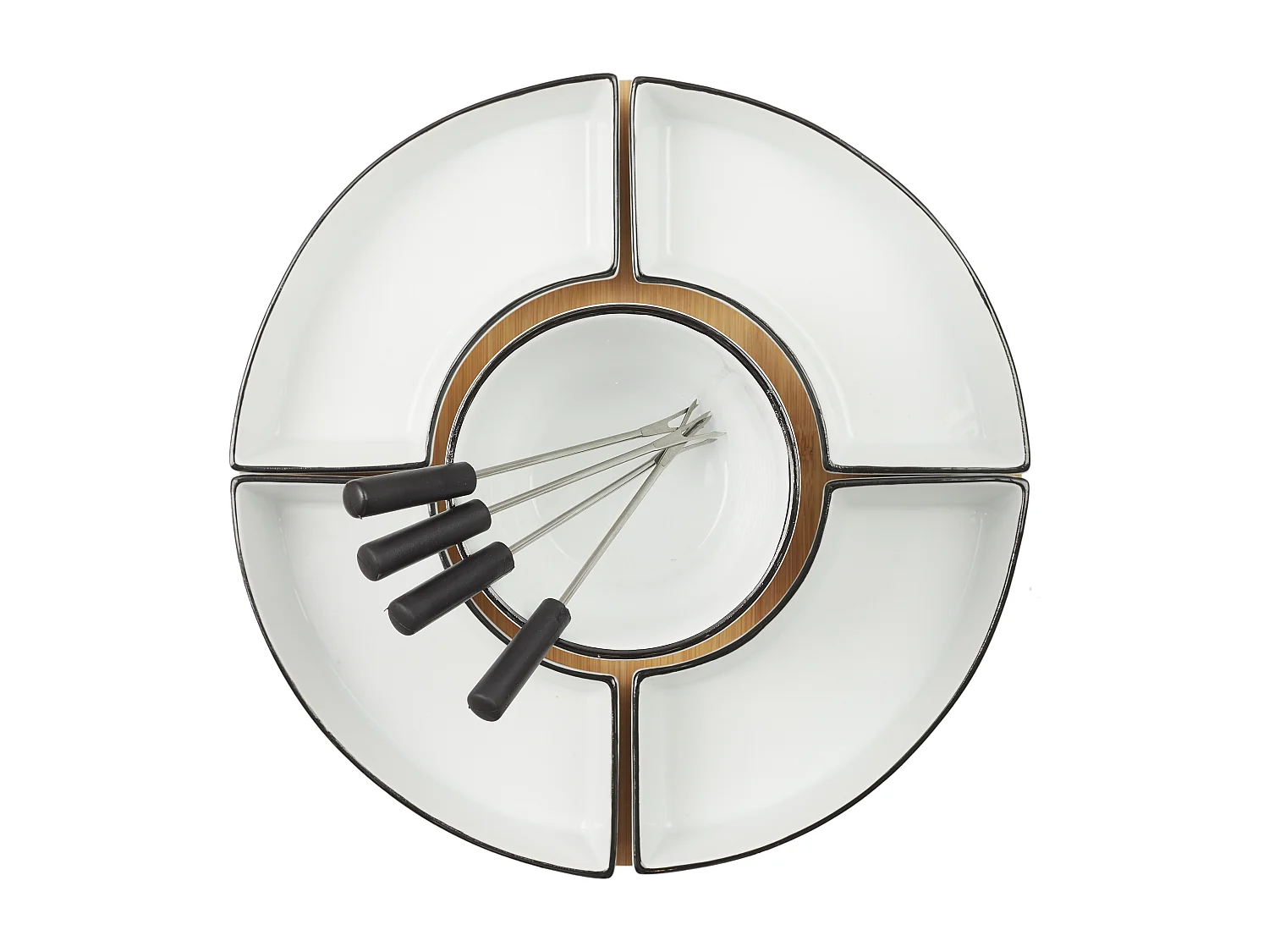 Fondue Coffret Support Bambou Coupellex4 Et P4 Blanc, Noir, Marron