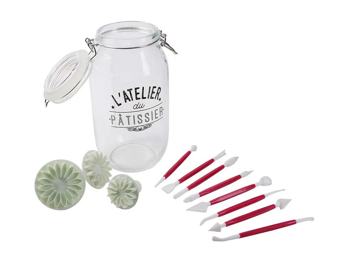 Glasbehälter mit Zuckermasse-Utensilien "L'atelier du pâtissier"