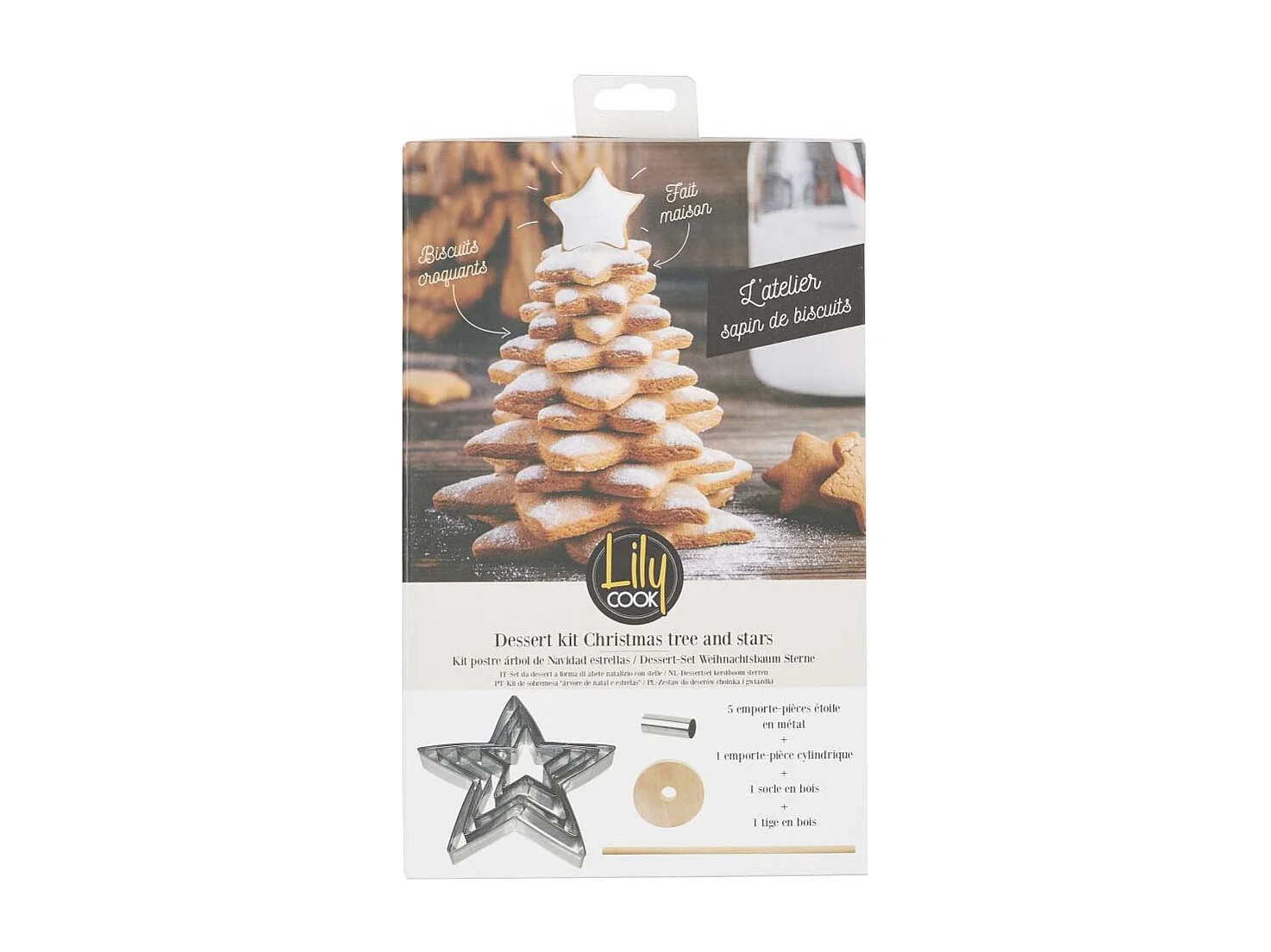 Coffret Dessert Sapin De Noel Etoiles Marron, Argent
