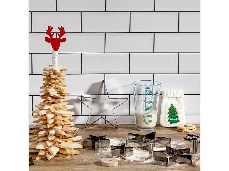 Coffret Dessert Sapin De Noel Etoiles Marron, Argent