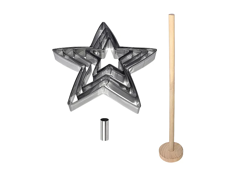 Coffret Dessert Sapin De Noel Etoiles Marron, Argent