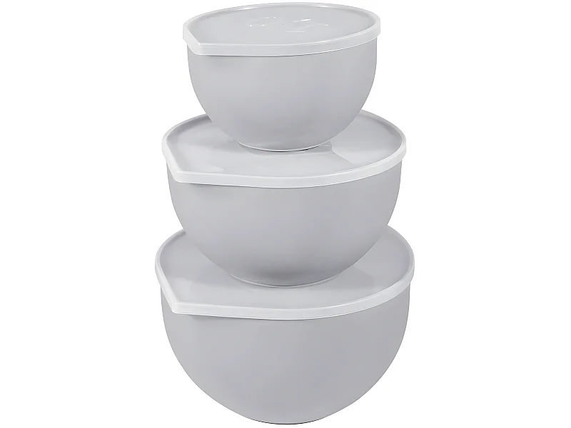 Lot de 3 Bols Pâtissiers "Couvercles" 24cm Gris