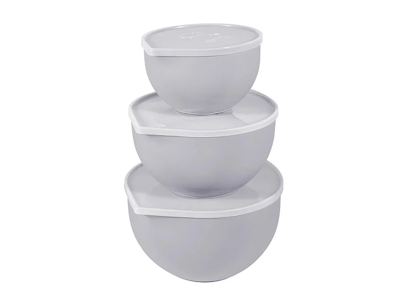Lot de 3 Bols Pâtissiers "Couvercles" 24cm Gris