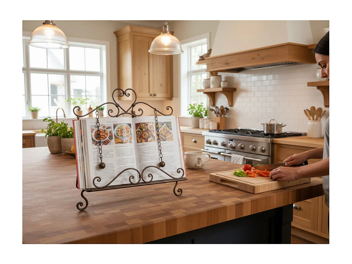 Leggio da cucina in metallo laccato color ruggine