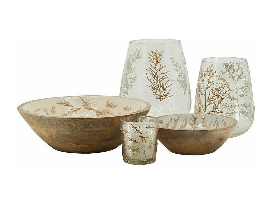 Corbeille en manguier déco fougères Diamètre 18 cm