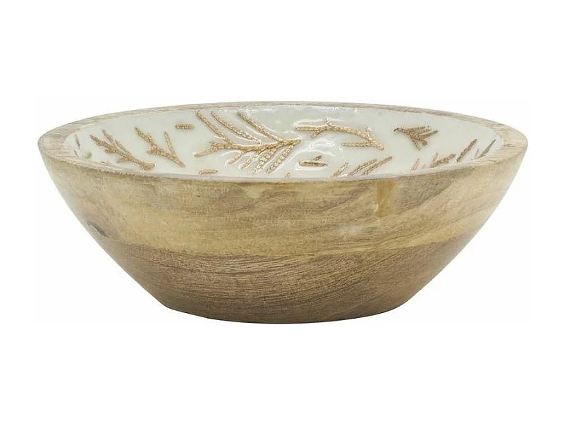 Corbeille en manguier déco fougères Diamètre 18 cm