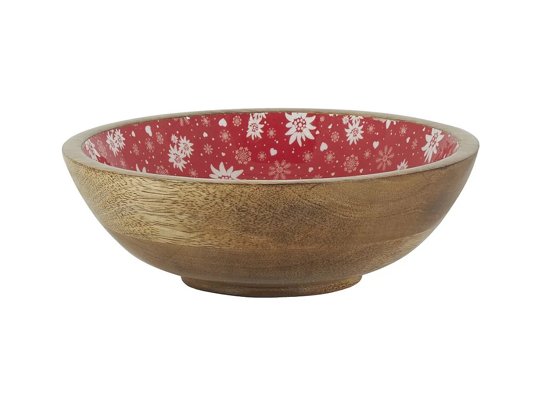 Corbeille en manguier et résine décor Edelweiss Petit modèle