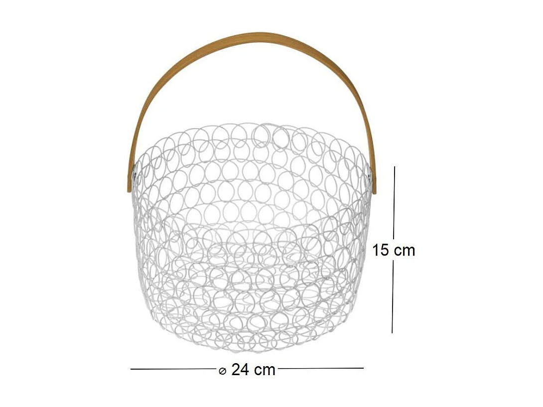 Corbeille à fruits ronde fil métallique 24 cm Blanc