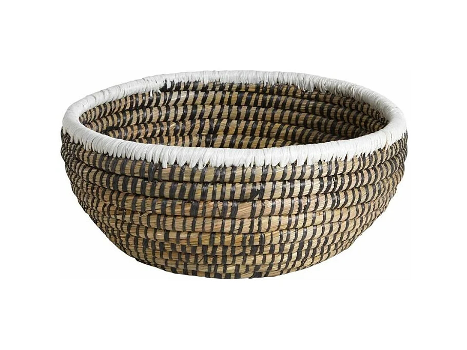 Corbeilles rondes en jonc naturelles, noires et blanches (lot de 3)