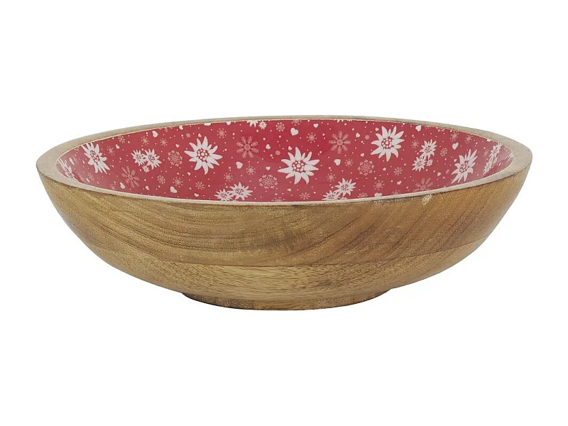 Corbeille en manguier et résine décor Edelweiss Grand modèle