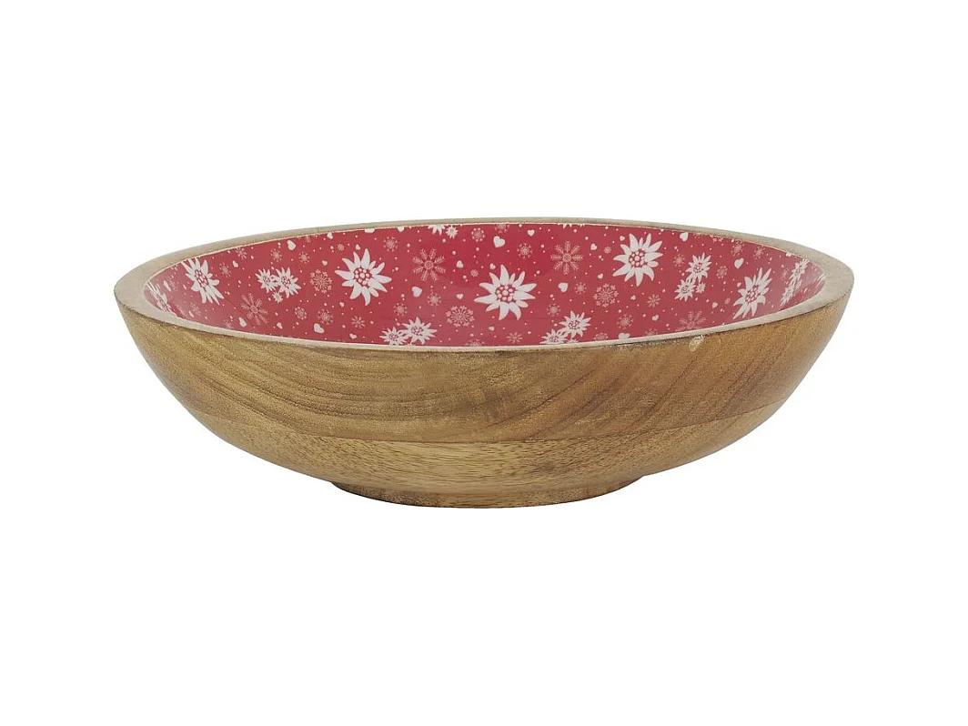 Corbeille en manguier et résine décor Edelweiss Grand modèle