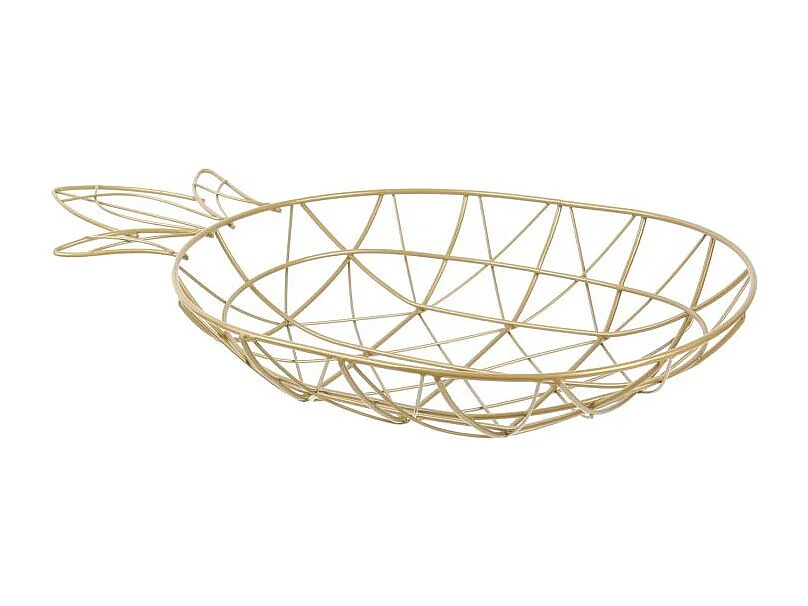 Cesta de alambre con forma de piña dorada