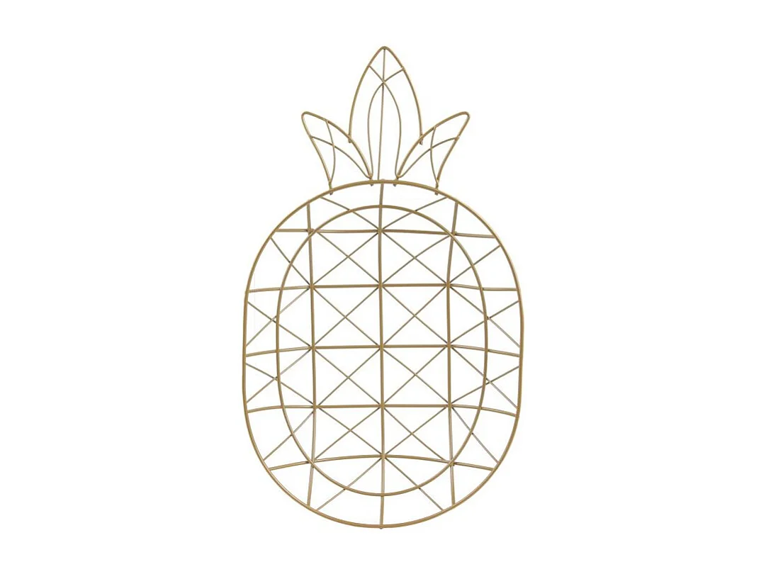 Cesta de alambre con forma de piña dorada