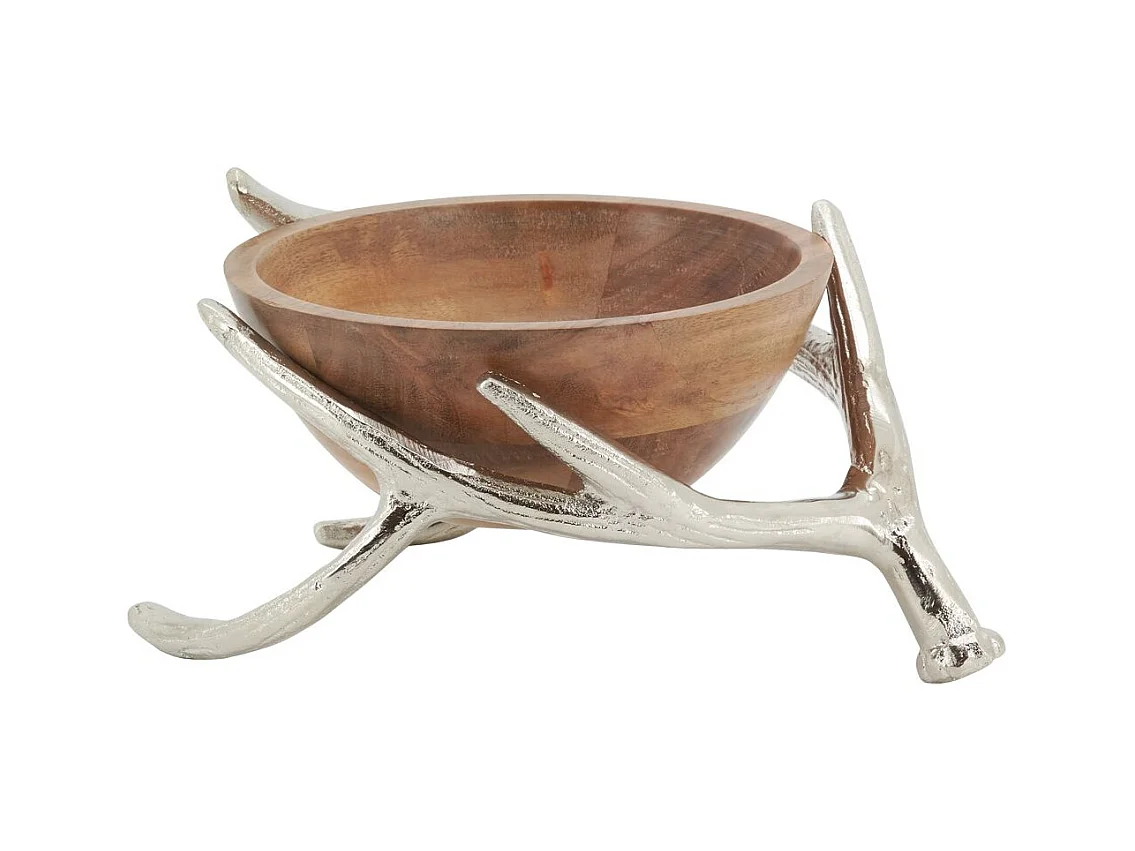 Corbeille en manguier avec bois de cerf en aluminium